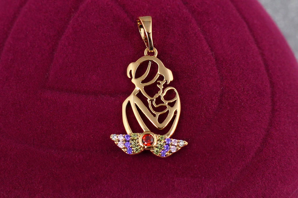 

Кулон Xuping Jewelry мать и дитя с разноцветными камнями 2 см золотистый