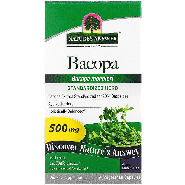 

Бакопа Nature's Answer "Bacopa" для улучшения памяти, 500 мг (90 капсул)