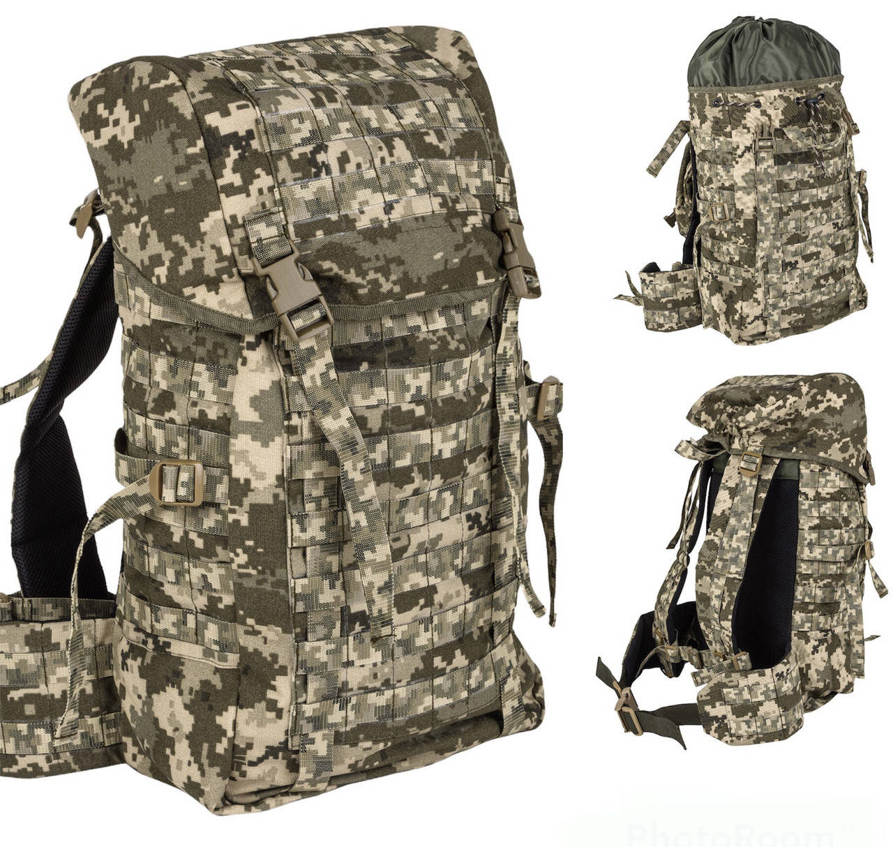 

Рюкзак тактический комуфляжный ВСУ 60л, рюкзак военный пиксель, система молли MOLLE, тактический рюкзак ЗСУ, Камуфляж пиксель