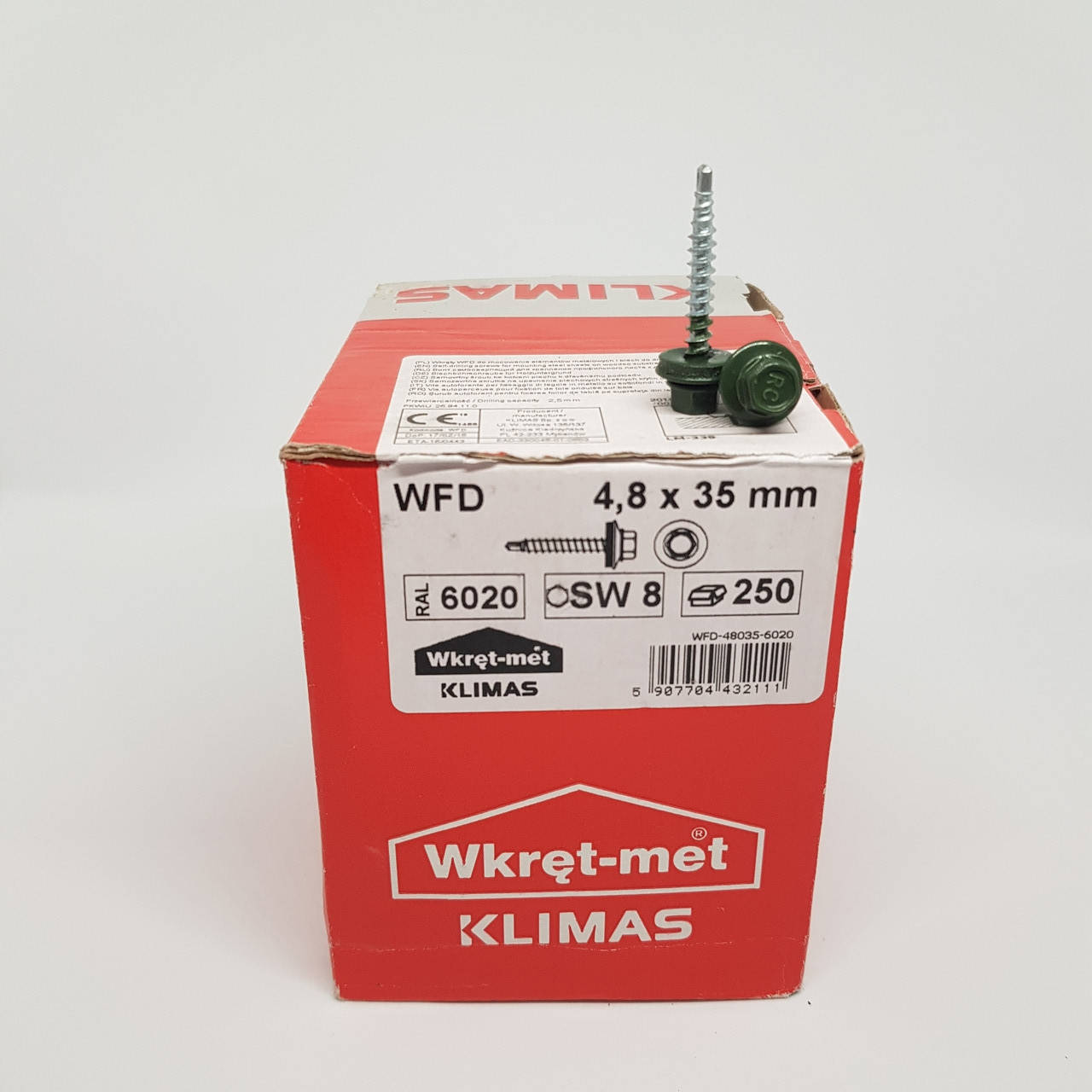 

Кровельные саморезы Klimas Wkret-Met 4,8х35 мм по дереву (250 шт.) с резиновой шайбой EDPM для металлочерепицы