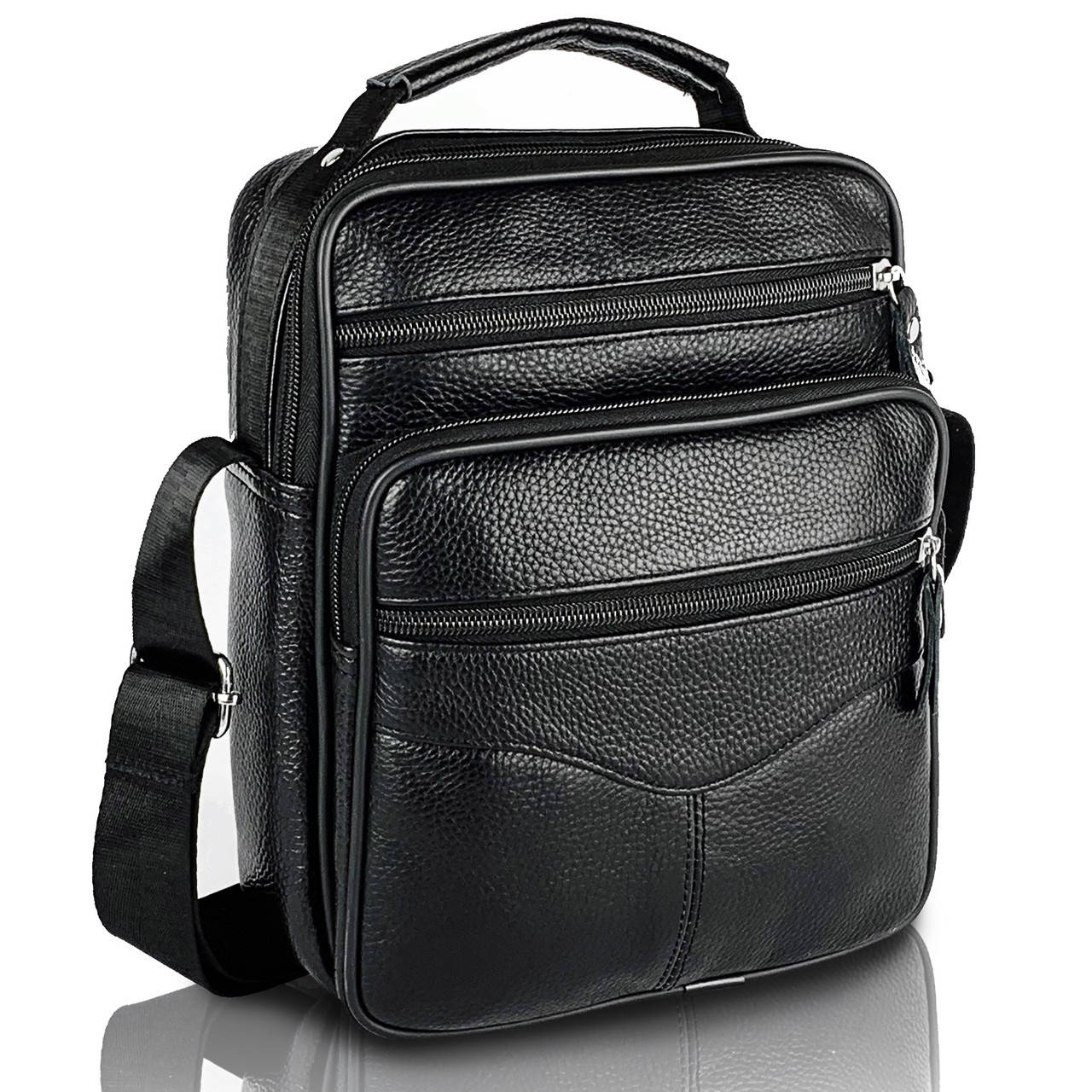 

Мужская кожаная сумка Borsa Leather K17859-black, Черный