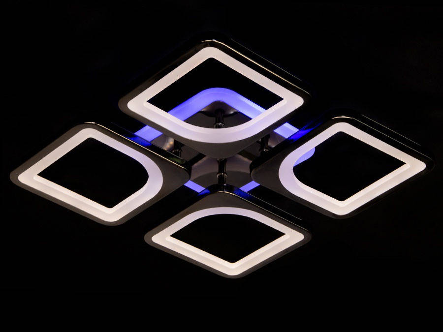 

Потолочная люстра с подсветкой в комнату до 18 кв. м. цвет чёрный хром 80W Diasha S8060/4BHR LED 3color dimmer, Черный