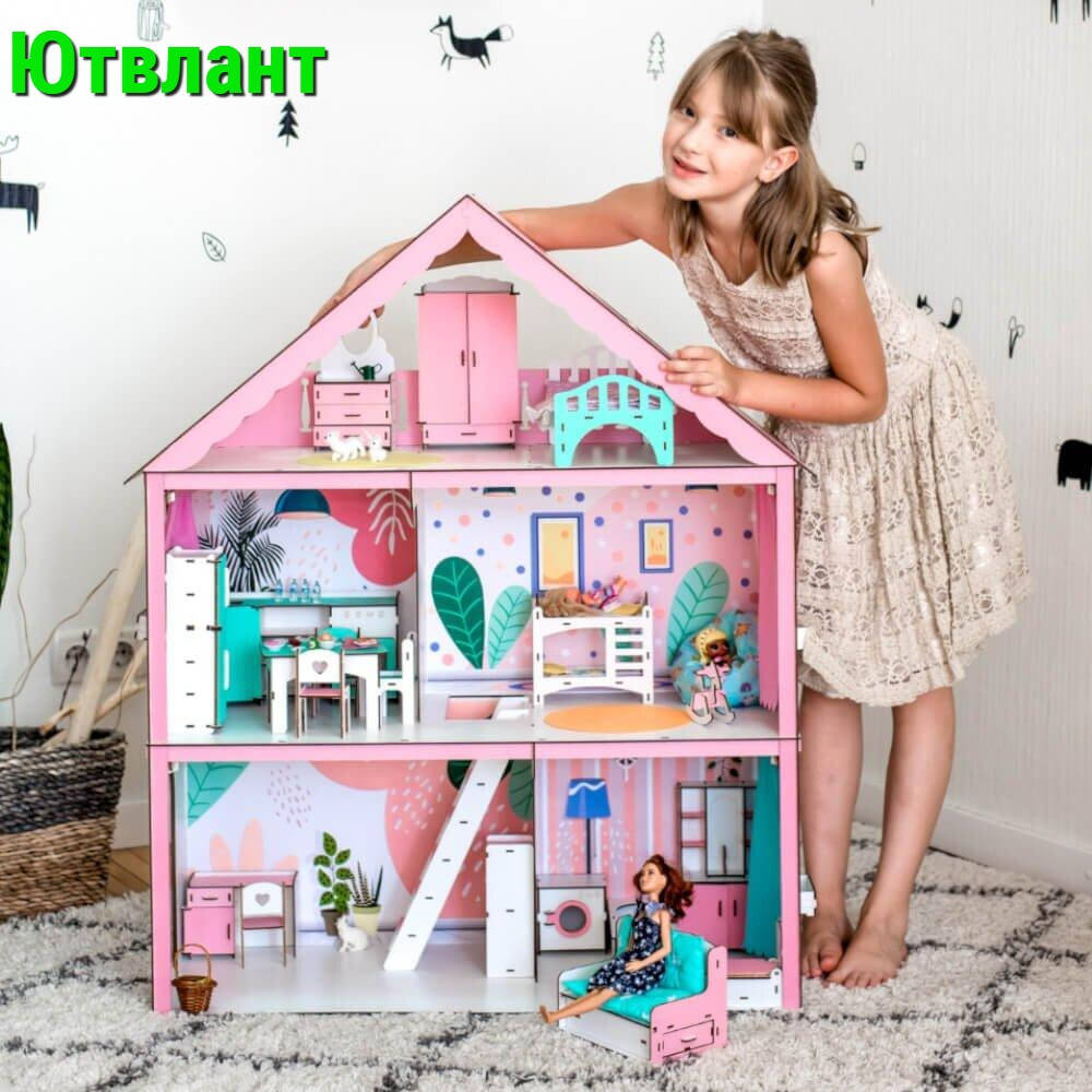 

"Фантазия" кукольный домик NestWood для Барби розовый, Детский кукольный домик Барби