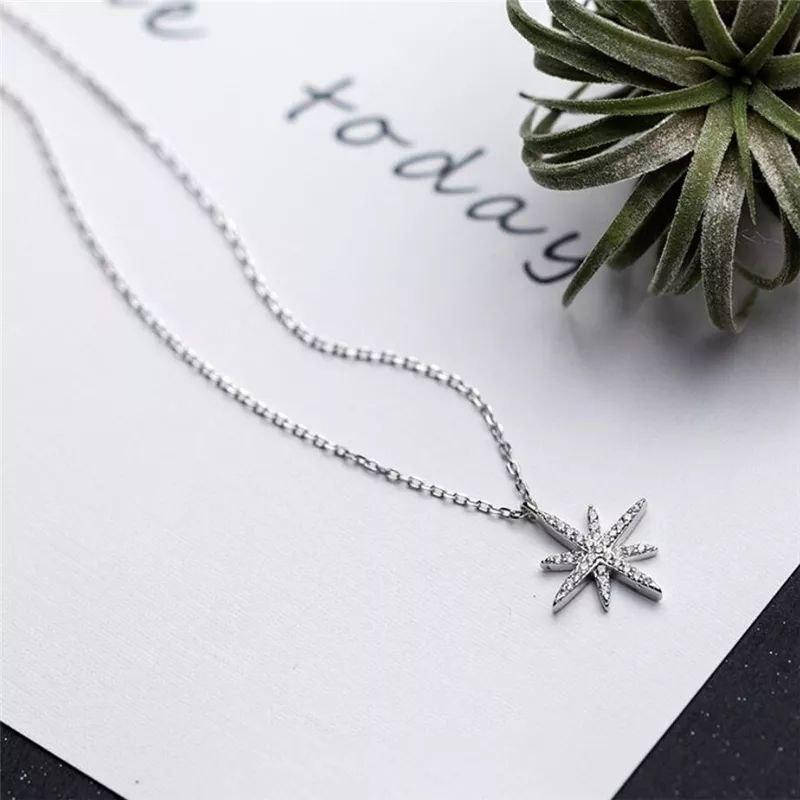 

Колье-цепочка женская в стиле Монако, звезда с фианитами, цепочка серебро