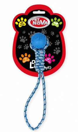 

Игрушка для собак Шар на веревке с ручкой Pet Nova 40 см синий