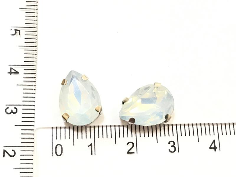 

Страз в цапах 10*14мм (акрил) *белый опал*, Белый