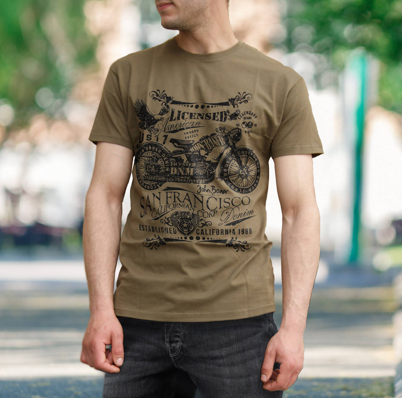 

Футболка мужская с винтажным принтом SAN FRANCISCO DENIM, хлопок 100%