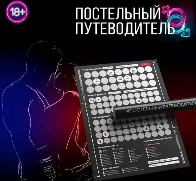 

Постельный Путеводитель - настольная эротическая игра для взрослых. Скретч-плакат