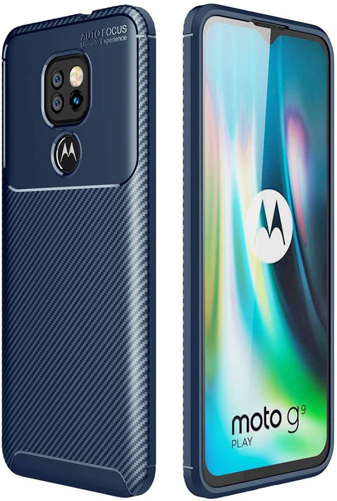 

Чехол накладка Autofocus Carbon Motorola G9 Play (Моторола Мото Г9 Плей), Синий