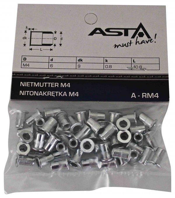 

Заклепки резьбовые М4, 50шт (AL) ASTA A-RM4