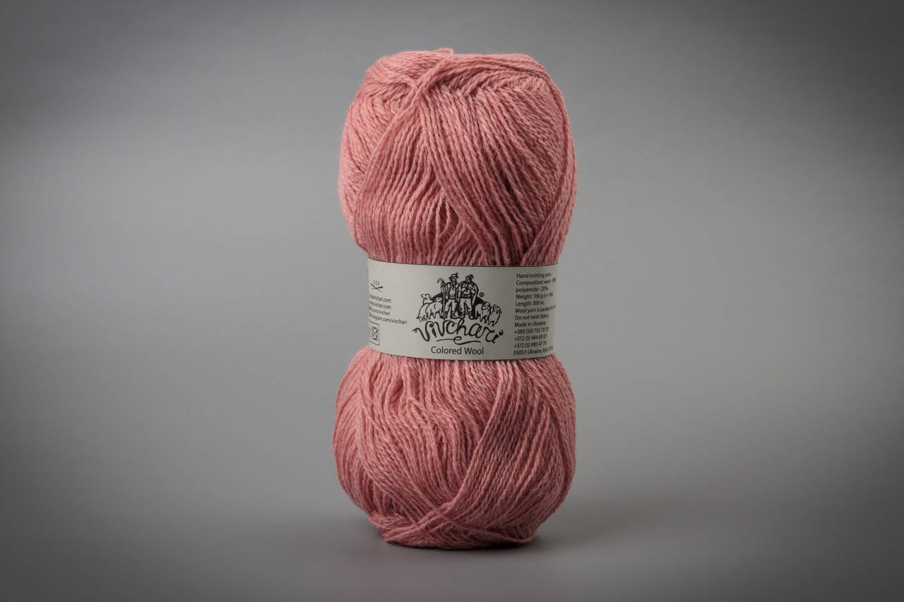 

Пряжа шерстяная Vivchari Colored Wool, Color No.801 пастельный розовый