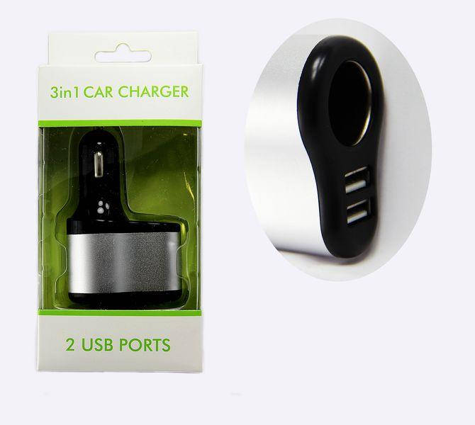 

АЗУ USB Car Charger 5V 3.1A 3в1 2 Ports черный