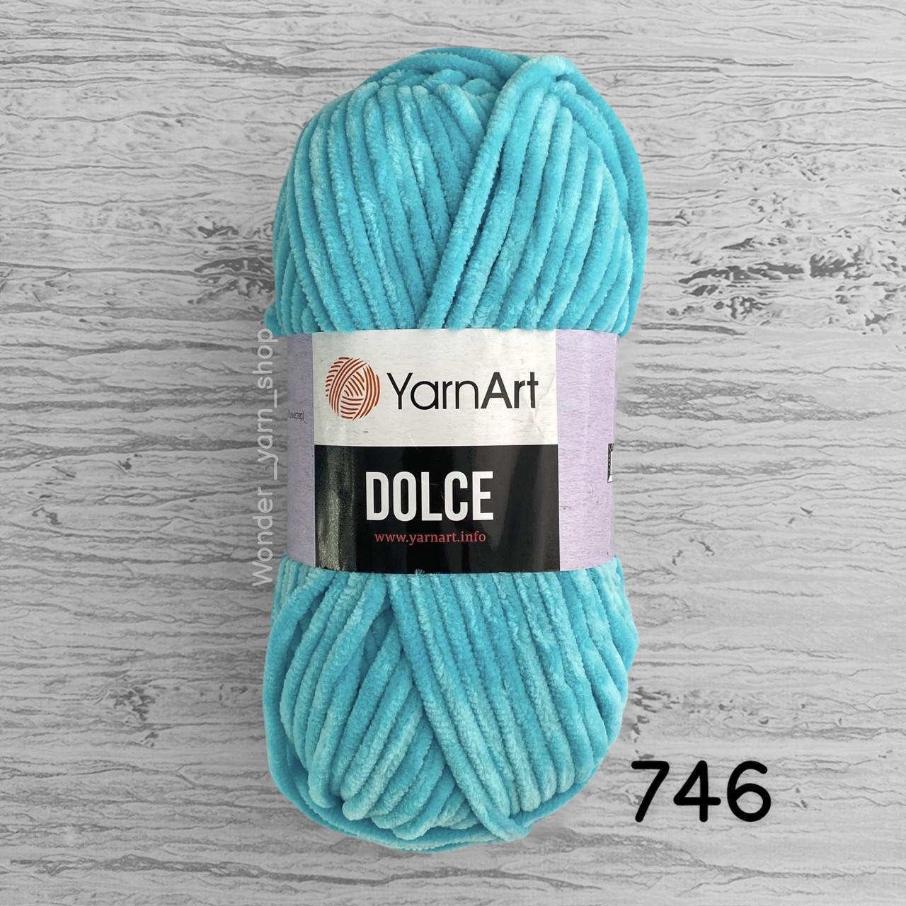 

Плюшевая пряжа YarnArt Dolce (ЯрнАрт Дольче) 746, бирюза, Белый