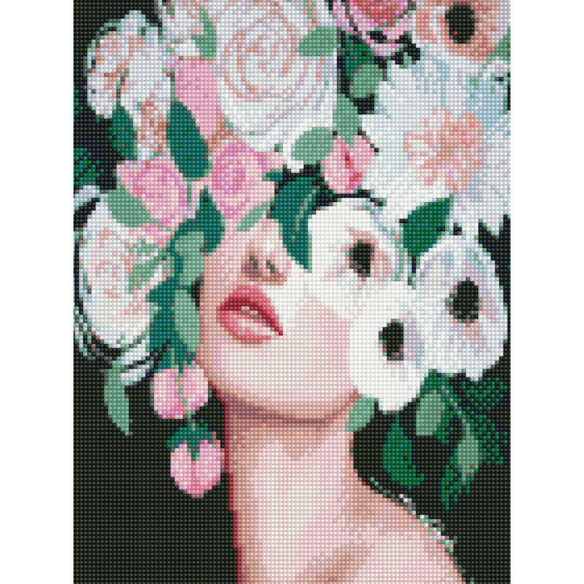 

Алмазная вышивка мозаика на подрамнике Девушка в цветах 30/40 см