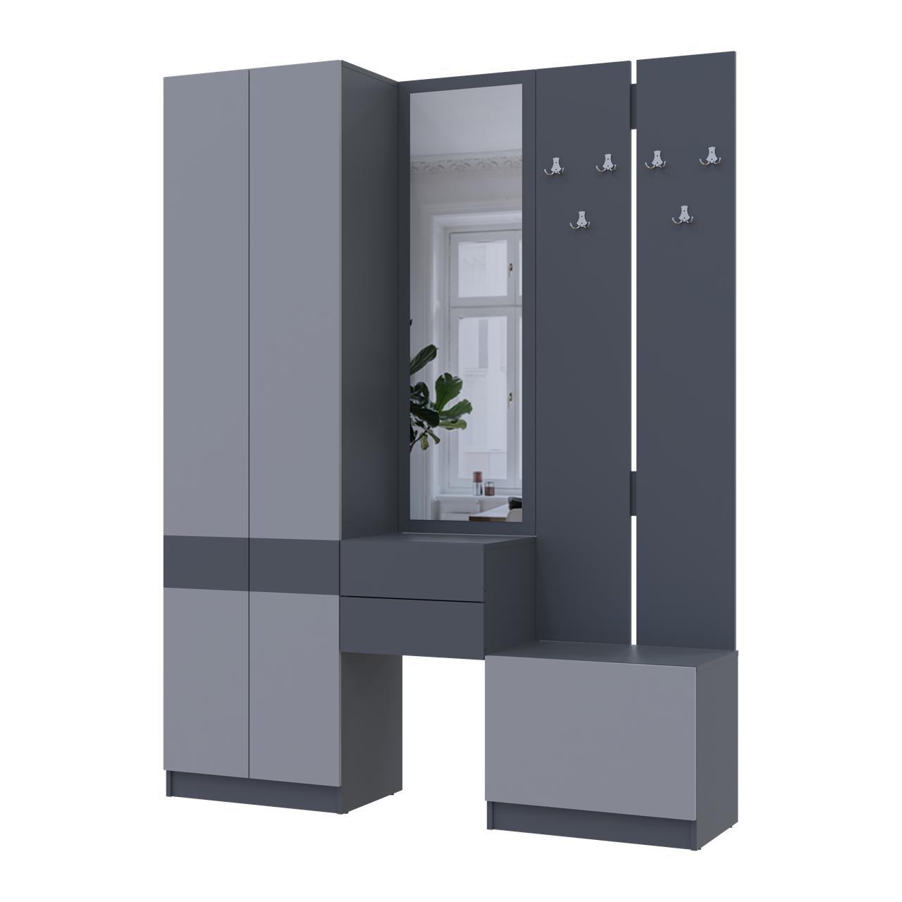 Передпокій Doros Сола Графіт/Сірий ДСП / дзеркало 165х40х215 (42005146)