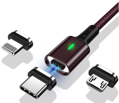 

Кабель магнитный для зарядки телефона 3в1 Twitch T03 MicroUSB+Type-C+Lightning 200см 3A Вишневый, Красный