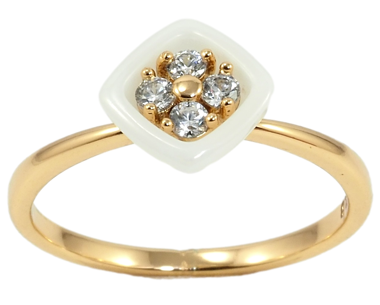 

Кольцо Xuping Позолота 18K "Ромб белая керамика с цветком" р.16,17,18