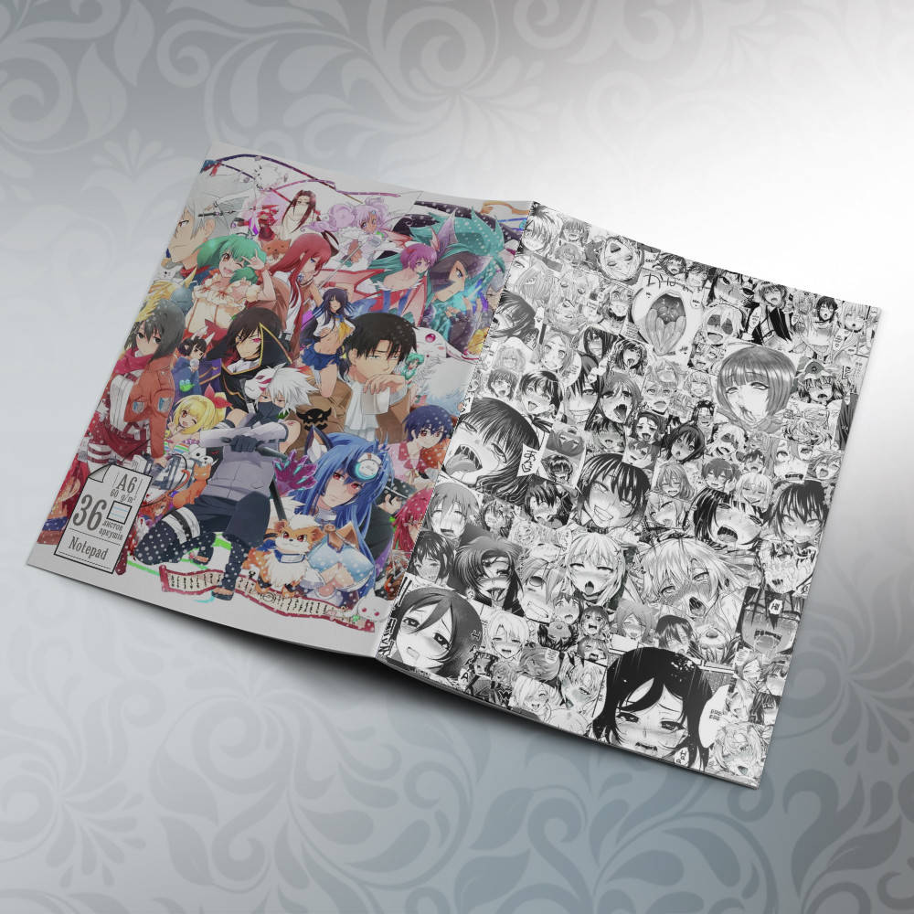

Блокнот Аниме А6 на cкобе Ахегао 36 листов
