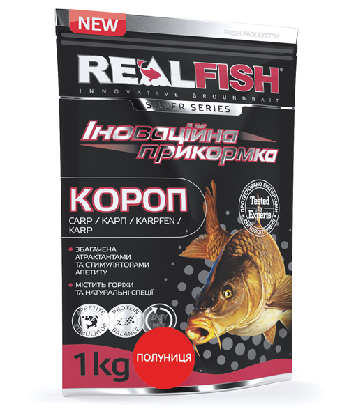 

Привада RealFish 1кг Короп Полуниця