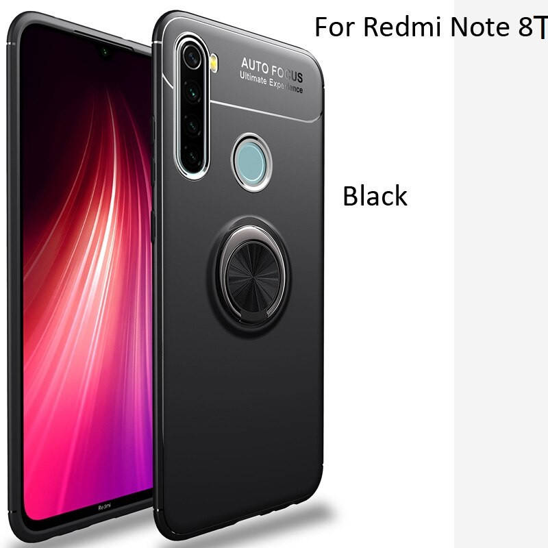 

Чехол с кольцом для Xiaomi Redmi Note 8T Черный матовый под магнитный держатель
