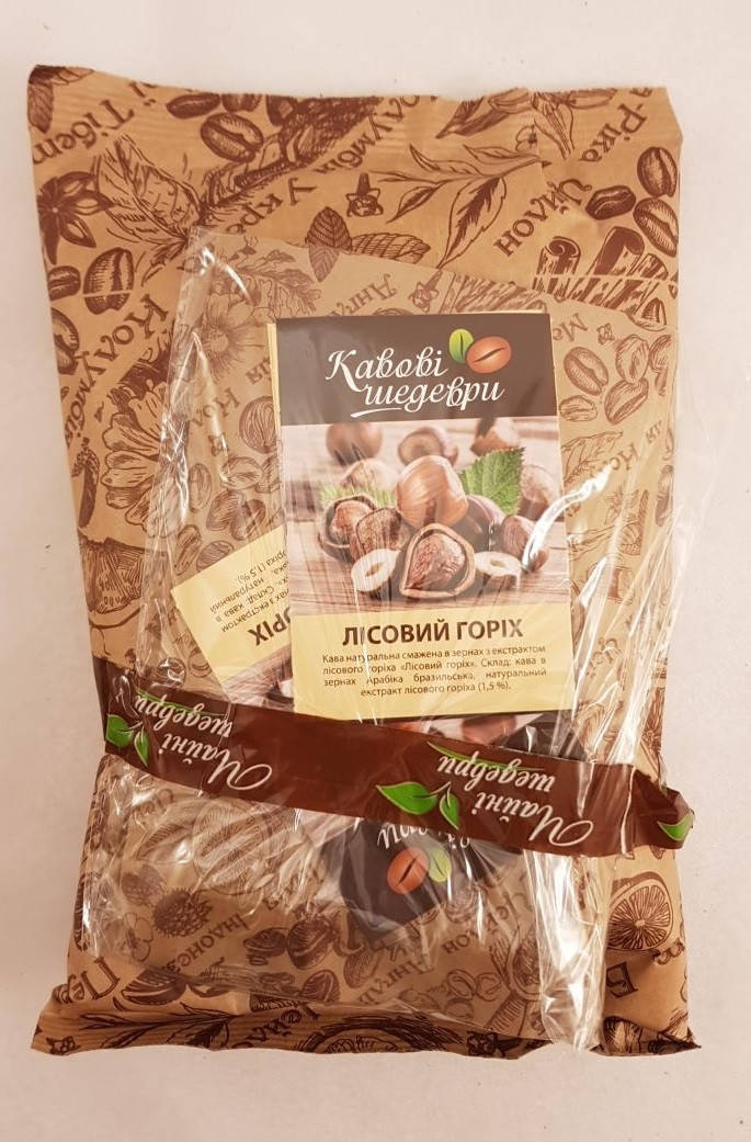 

Ароматизированный зерновой кофе Лесной Орех Кофейные шедевры 500 г