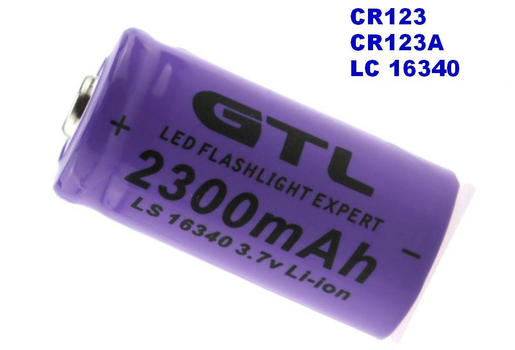 

Аккумулятор CR123A, CR123, LR123A, 16340 GTL 2300 mAh (цена за 1 штуку)
