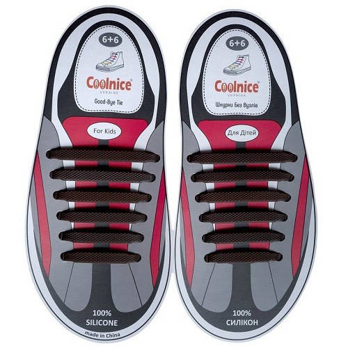 

Силиконовые шнурки Coolnice коричневые (6+6) 12 шт./комплект