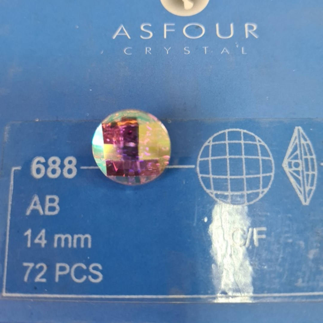 

Стразы пришивные Asfour Пуговица 14мм. Crystal AB