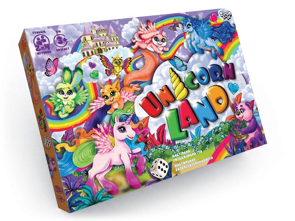 

Настольная игра Unicorn Land Danko Toys DTG97 мир единорогов поле кубик фишки ходилка для детей семьи