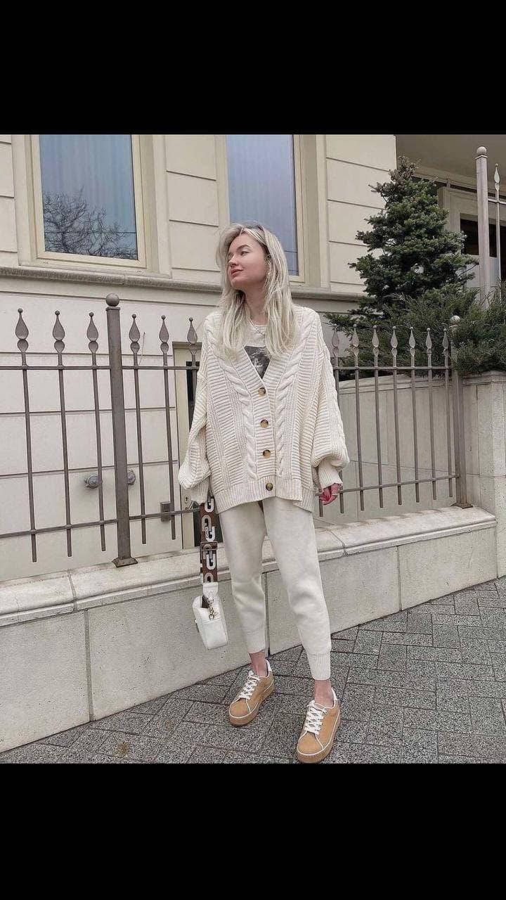 

Женский вязанный костюм Oversize, Белый