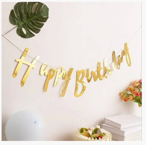 

Паперова гірлянда золотий принт Happy Birthday 1,5м