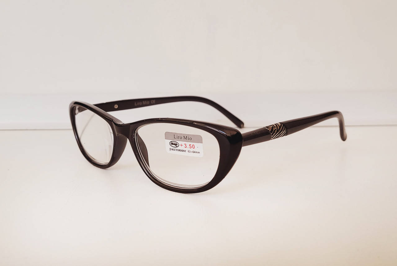 

Очки для зрения, с диоптриями, корригирующие с белой линзой +3,50, Черный