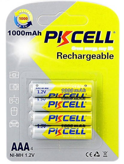 

Аккумулятор PKCELL 1.2V AAA 1000mAh NiMH Rechargeable Battery, 4 штуки в блистере цена за блистер, Q12