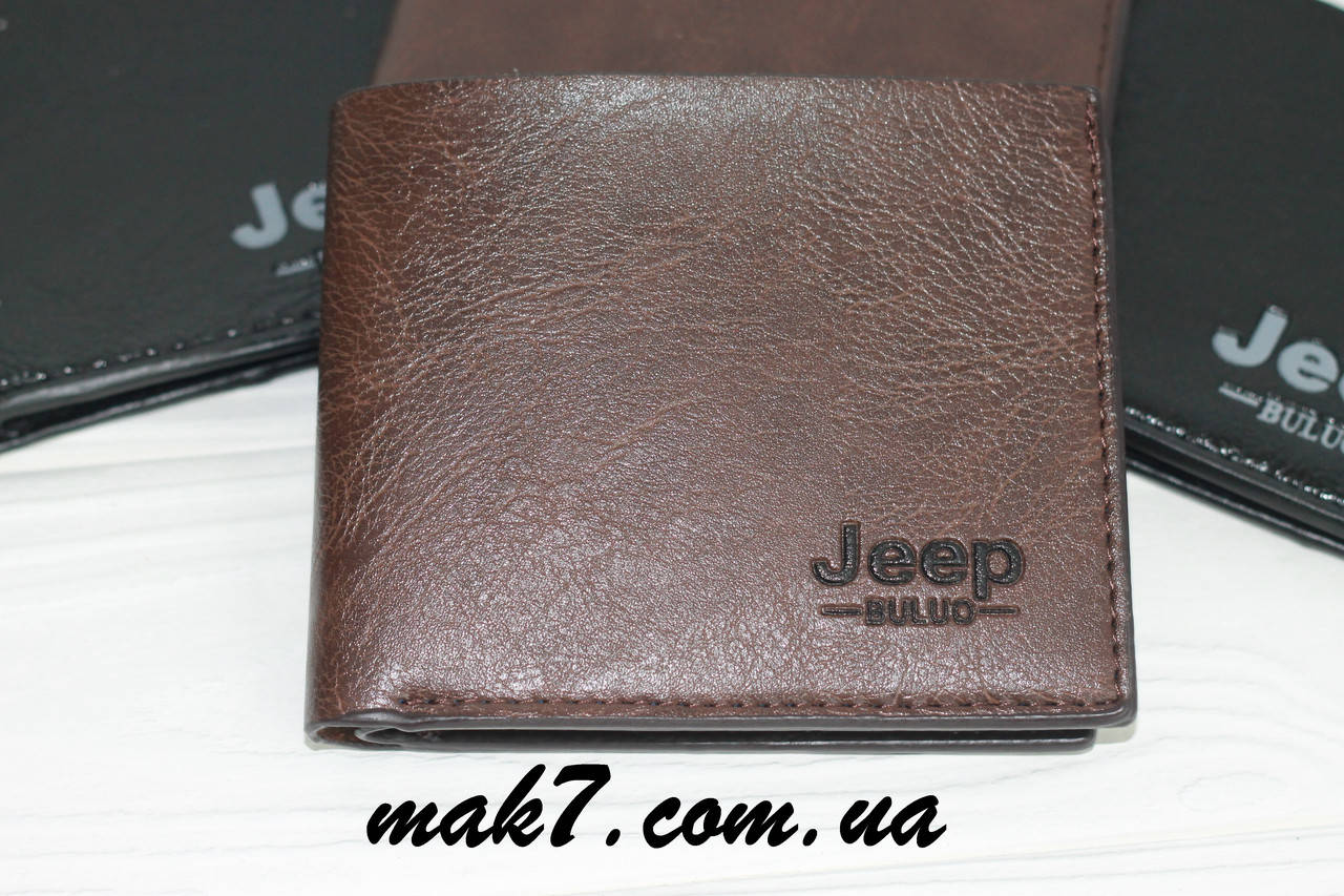 

Кошелек мужской Jeep Кожаный коричневый для купьюр бумажник