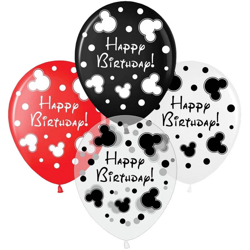 

Латексные воздушные шарики Happy Birthday Mickey style микс 12" 10шт Малайзия