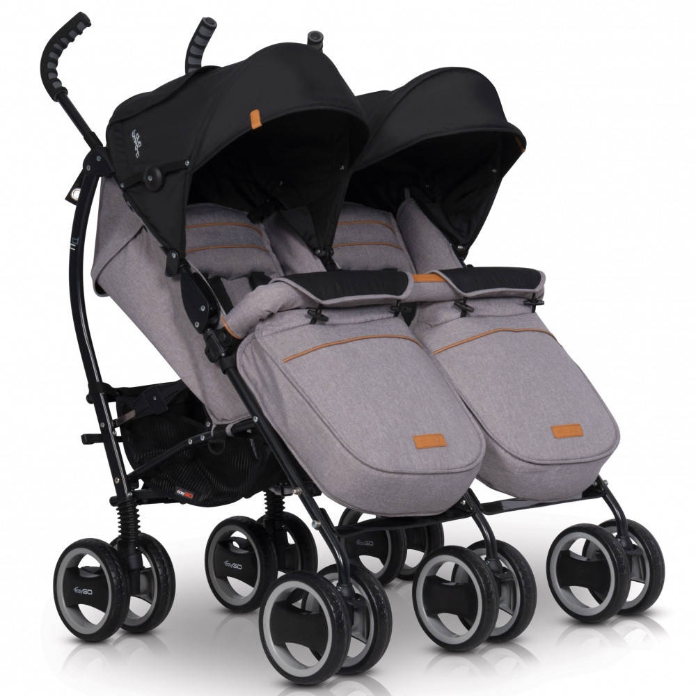 

Прогулочная детская коляска для двойни EasyGo Comfort Duo 2019, серая (9318), Серый