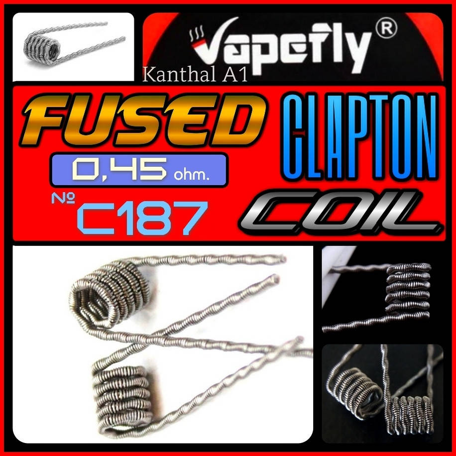 

C187 Vapefly Fused Clapton Coil 0.45 ohm. Kanthal A1. Оригинал.