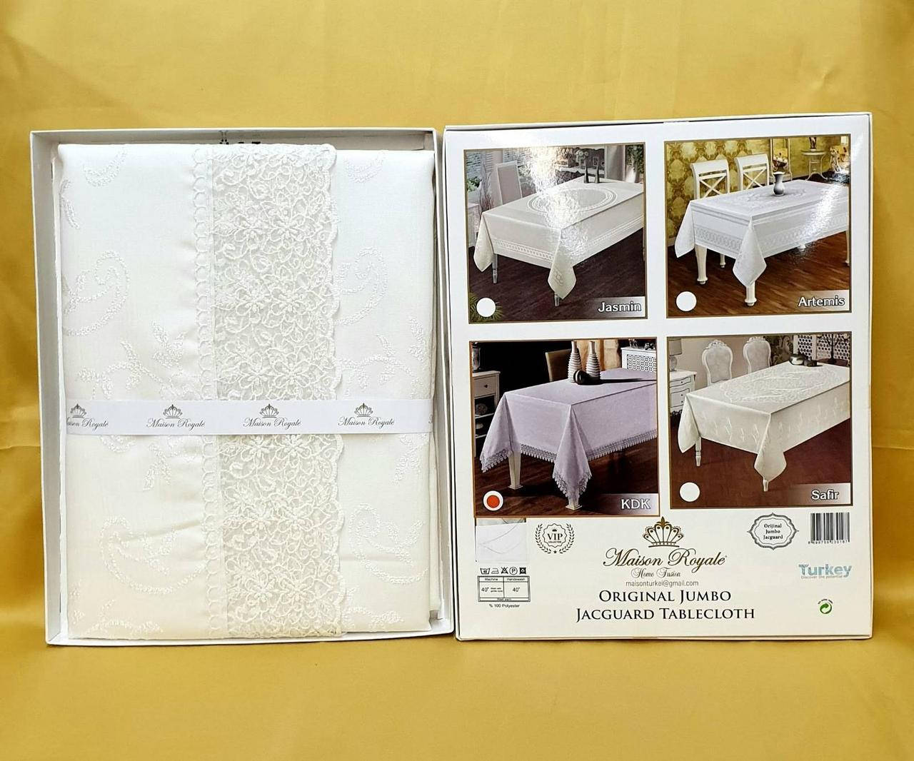 

Скатерть прямоугольная К.Д.К. 160*300 с кружевом цвет кремовый