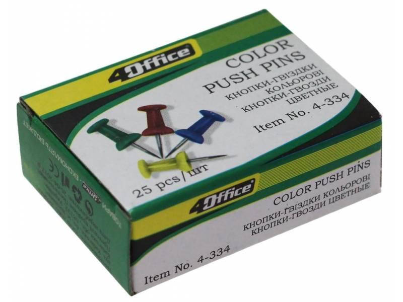 

Кнопки гвіздки 4Office кольорові 25шт 4-334