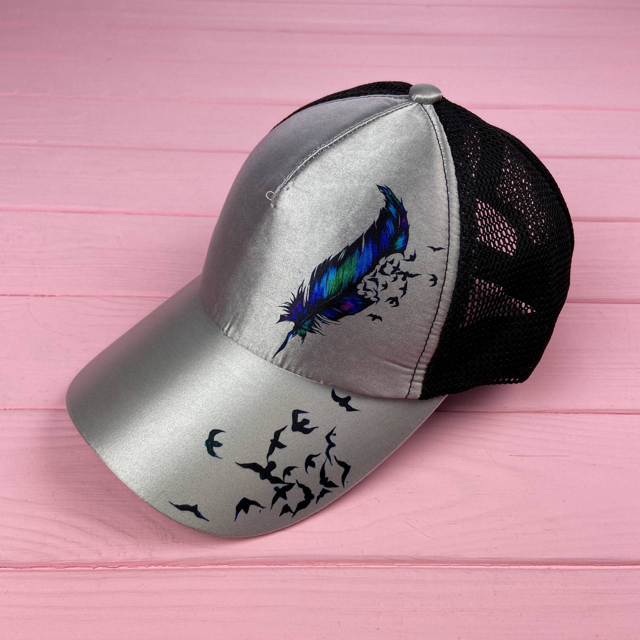 

● Кепка с принтом - Перо ●, Серебристый