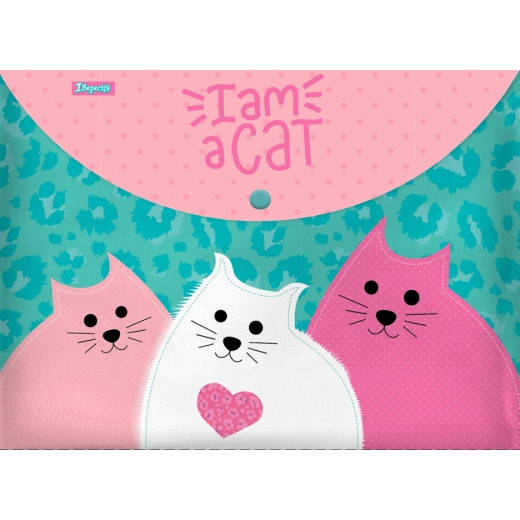 

Папка-конверт 1Вересня на кнопці А4 "I am a cat", Разные цвета