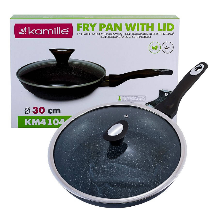 

Сковорода с крышкой 30 см с антипригарным покрытием из алюминия для индукции и газа