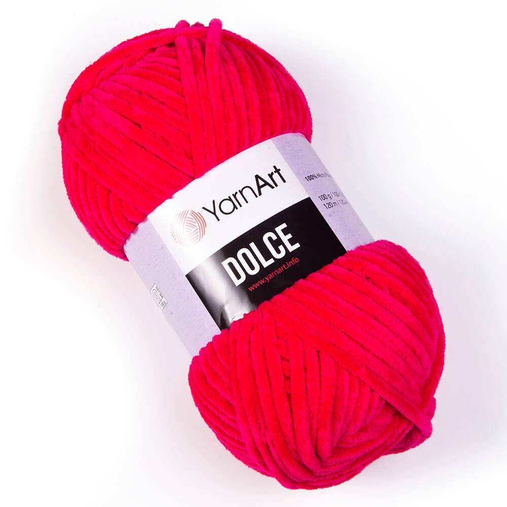 

Пряжа плюшевая YarnArt Dolce 759 малиновый, Белый