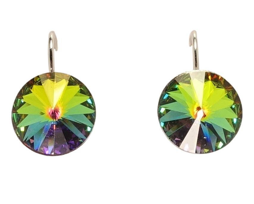 

Серьги Xuping Родий с кр-ми Swarovski французский замок "Кристалл Vitrail Medium" ø 11мм