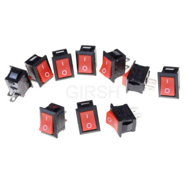 

KCD1-101 клавишный переключатель 2 конт 2 полож 15*21 мм 250V6A красный