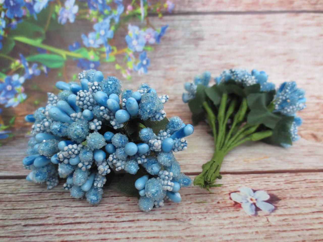 

Сложные тычинки, цвет СВЕТЛО-ГОЛУБОЙ, 12 шт. на проволоке