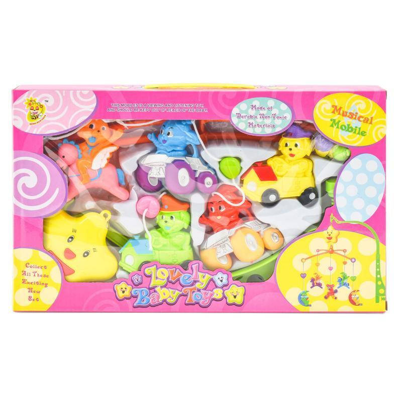 

Детская карусель на кроватку, заводная, подвеска 5 шт, арт. D060ABC, Разные цвета