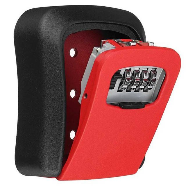 

Антивандальный наружный мини сейф для ключей Gerui KS-03, с кодовым замком, настенный, Красный