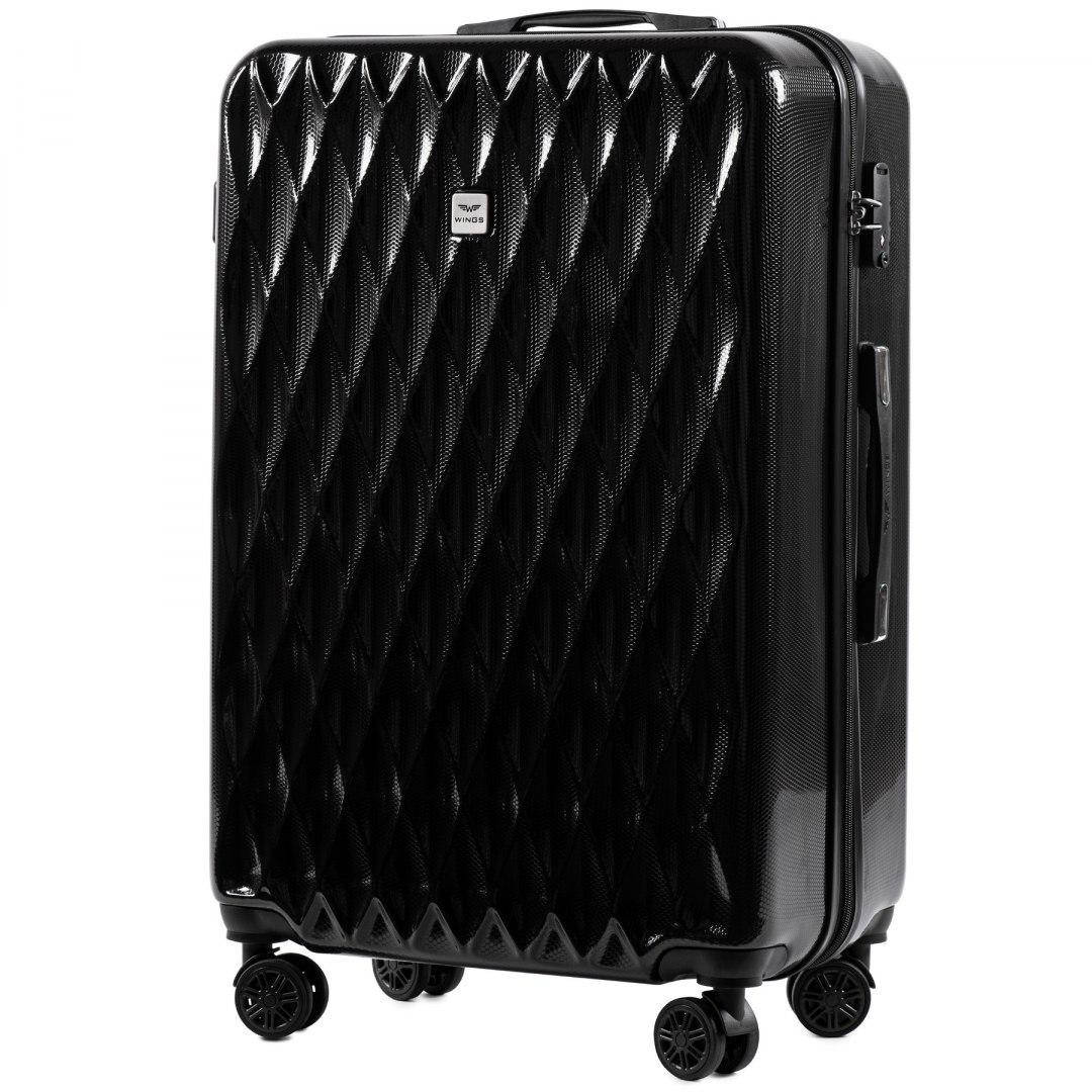 

пластиковый чемодан на 4 колесах Wings PC190 L Черный
