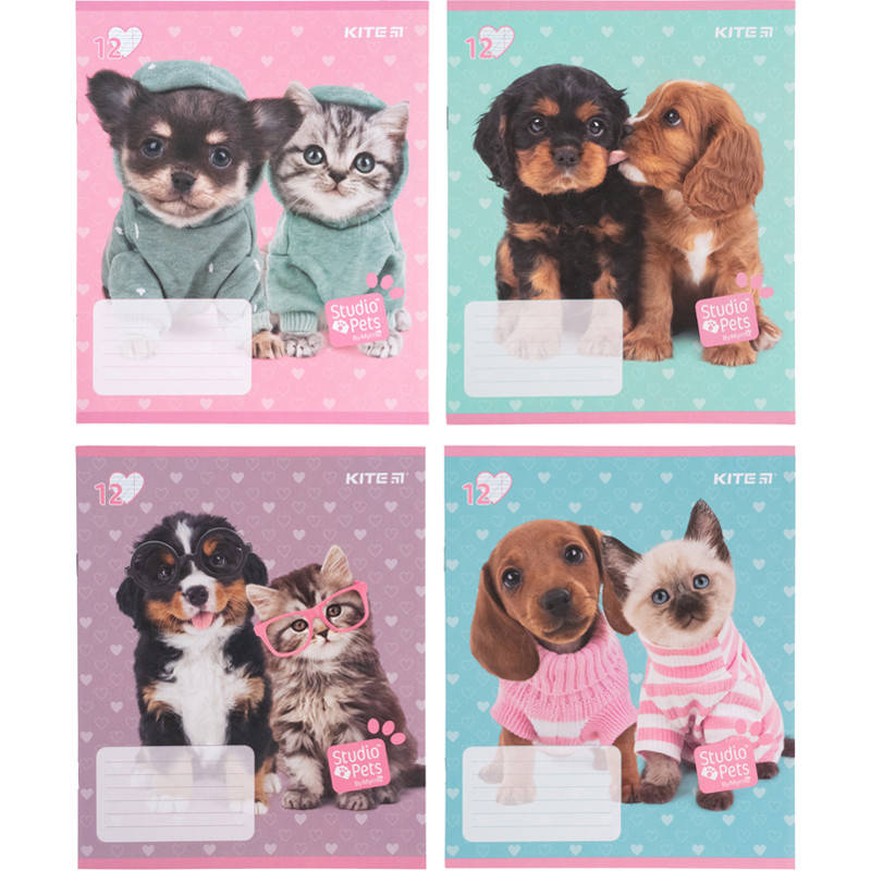 

Тетрадь школьная Kite Studio Pets SP21-235, 12 листов, в косую линию